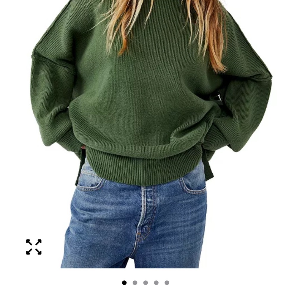 Free People Forest Green Crew Neck Sweater